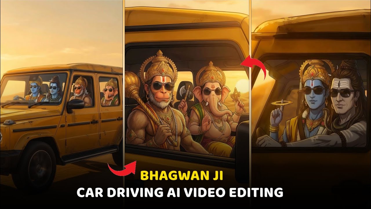 Bhagwan Ji In Car Driving Video Edit | God Support In Car Trend | Gemini AI Viral Reel Kaise Banaye