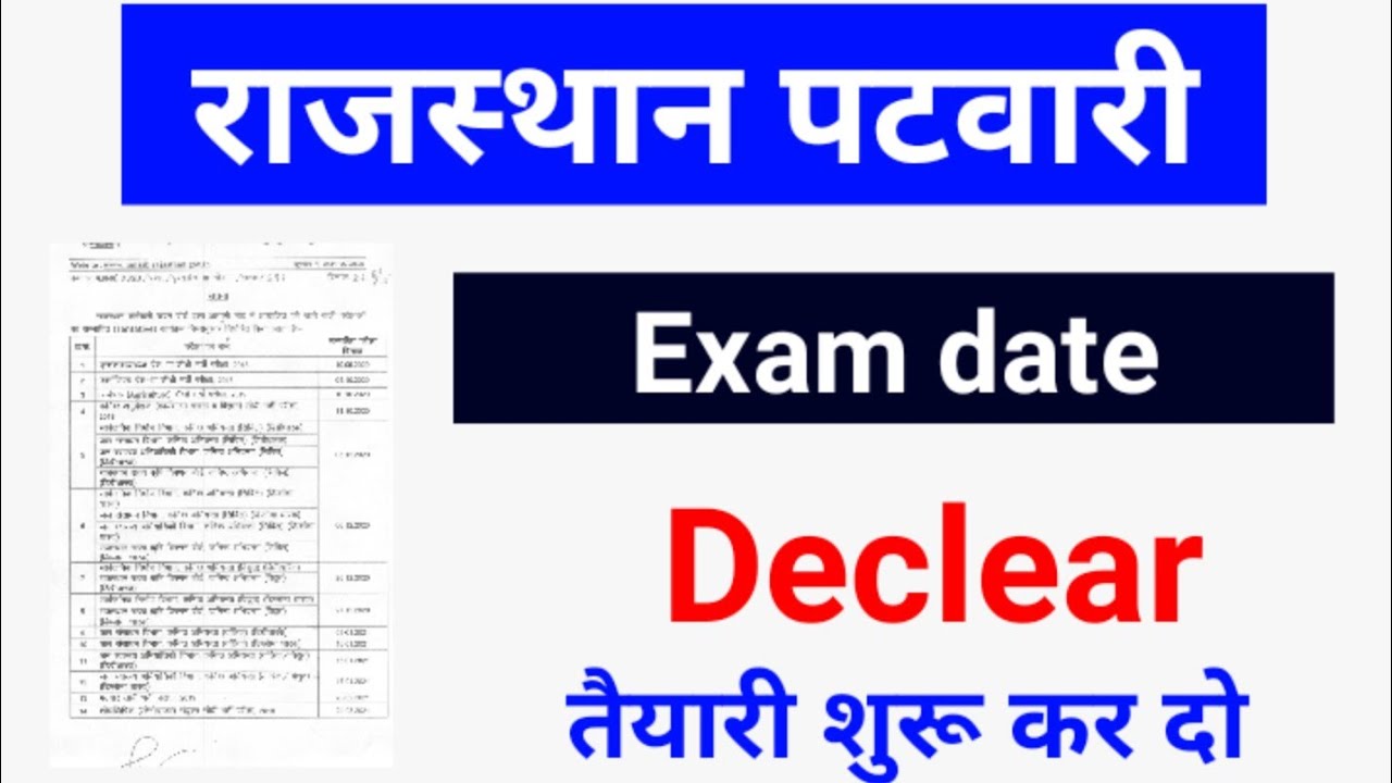 Rajasthan Patwari exam date 2020 | RSMSSB exam calendar |MATH GYAN BY SK