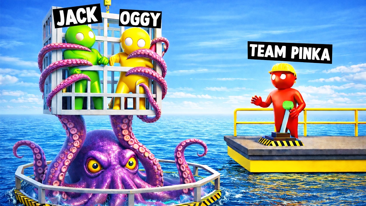 OGGY AND JACK ESCAPING From PINKA In GANG BEASTS!