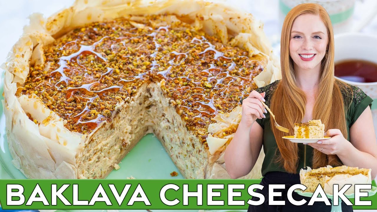 Pistachio Honey Baklava Cheesecake Recipe | Perfect for the holidays!
