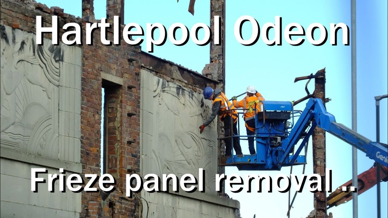 Removal of Hartlepool Odeon 1936 Art Deco Frieze on 21st October 2024 .