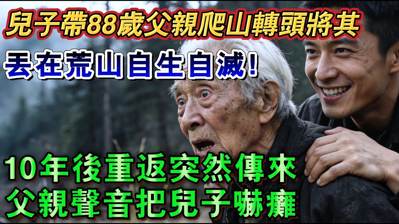兒子帶 88 歲父親爬山，轉頭將其丟在荒山自生自滅！10 年後重返，山裏突然傳來父親的聲音當場把兒子嚇癱！#故事