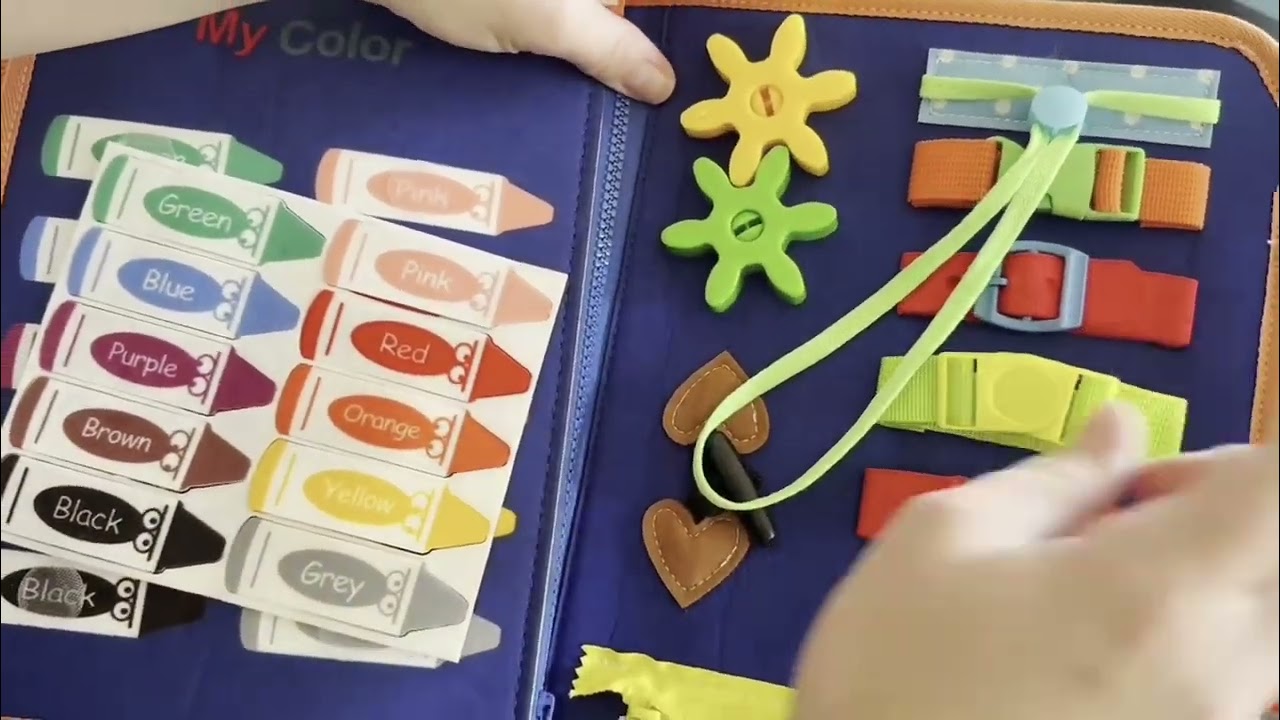 Busy Board for Toddlers, Montessori Learning Toy for Travel and Play