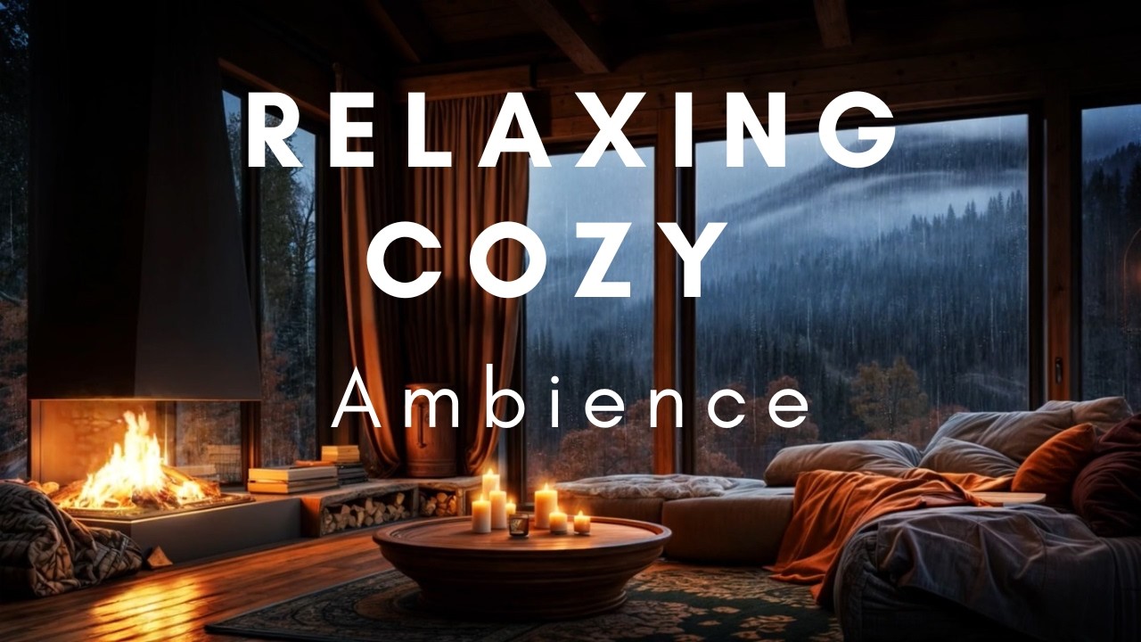 Cozy Fireplace & Heavy Rain on Window | Pure Relaxation