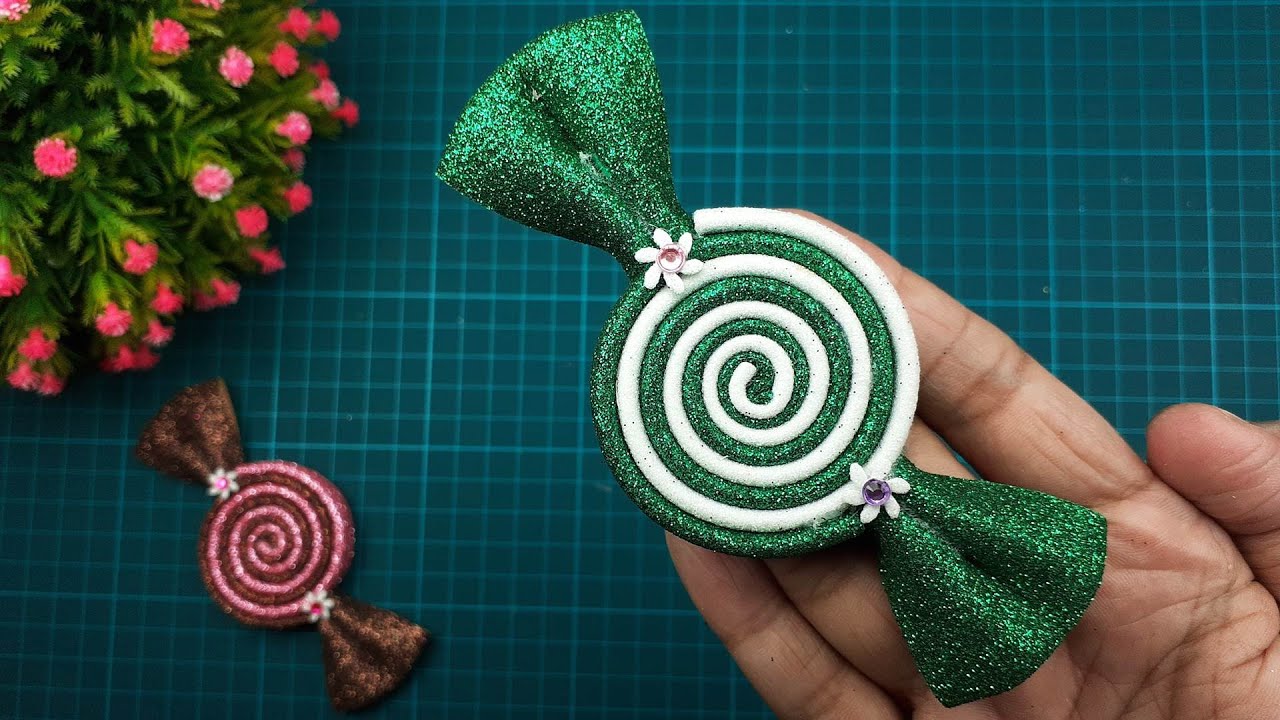Glitter Foam Sheet Crafts Idea | DIY Glitter Foam Candy Making Easy🍭