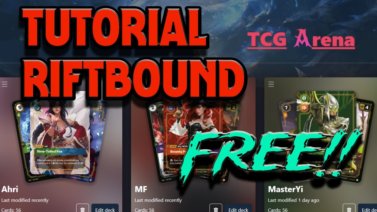Tutorial web TCG Arena para Riftbound - GRATIS !