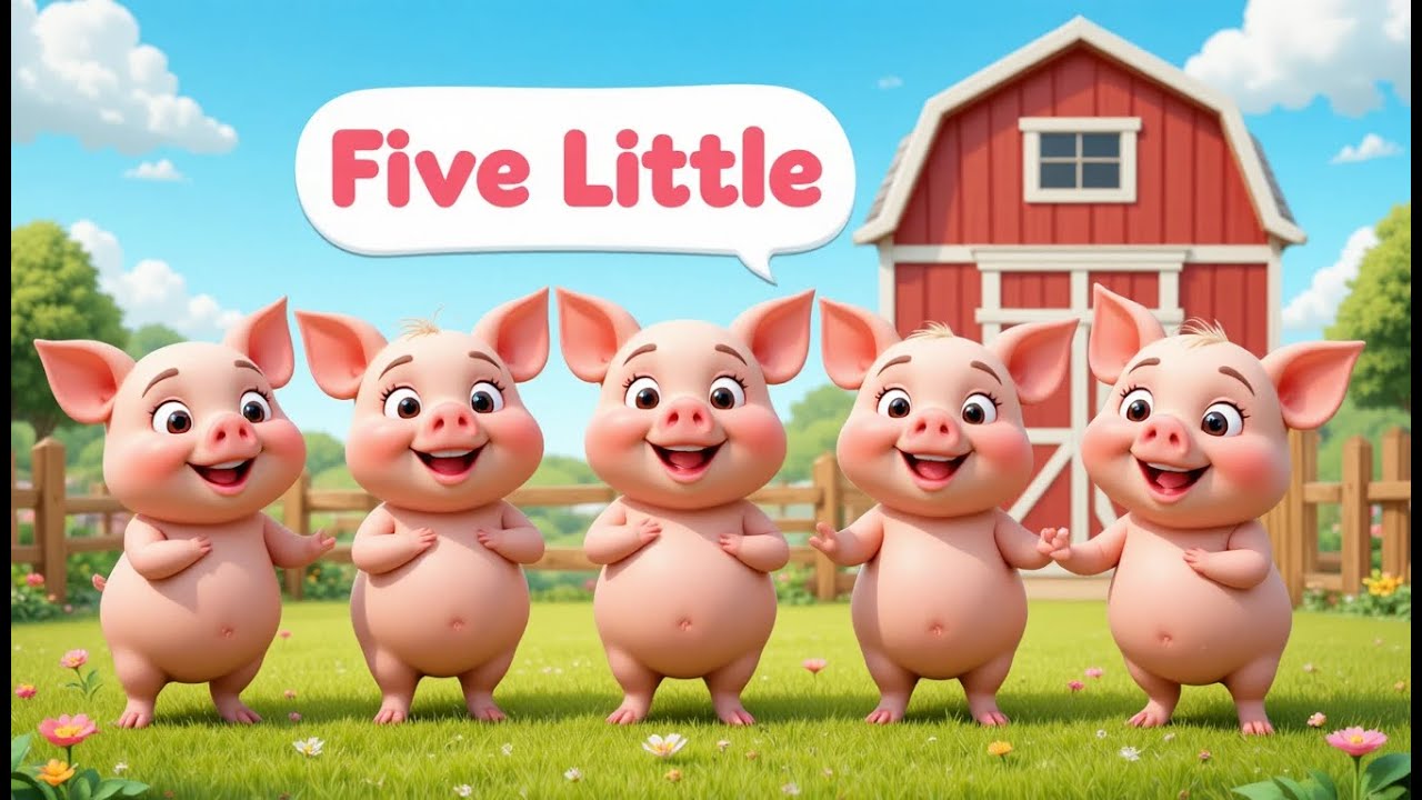 🐷 Five Little Piggies on the Farm – Fun Nursery Rhyme for Kids | Baby Learning & Farm Animal Song