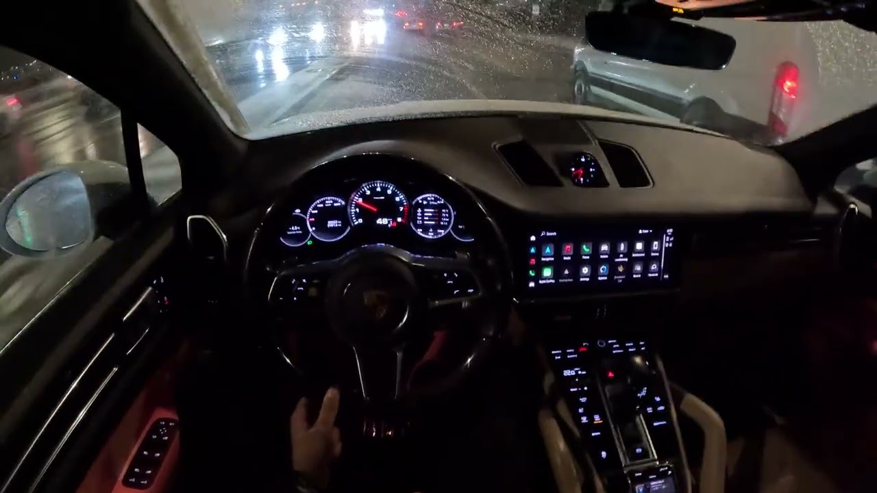 POV ASMR Night Drive in a 2022 Porsche Cayenne | Engine Hum & City Lights