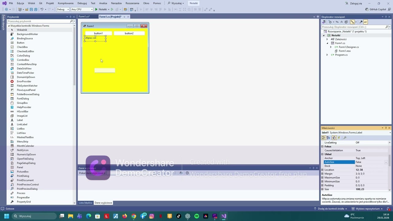 Program do notatek w winforms c#