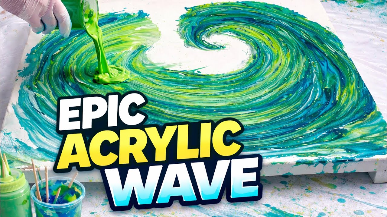 Acrylic Pour Turns Into a Wave 🌊 | Satisfying Fluid Art Process #fyp