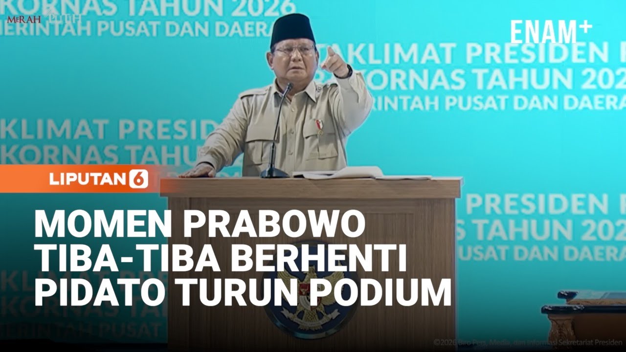 Momen Prabowo Tiba-Tiba Berhenti di Tengah Pidato Penting dan Turun Podium: Nah ini Lihat! |Liputan6