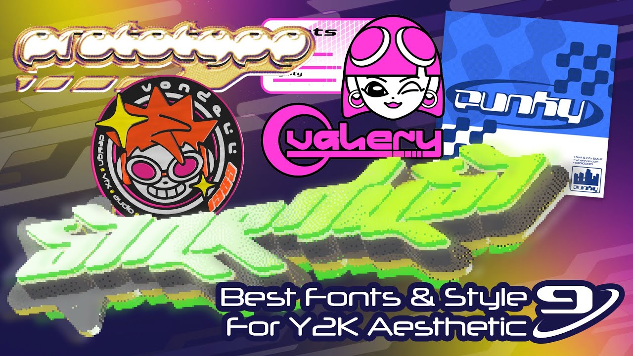 Best Fonts for Y2K Aesthetic Logos (part 9) + Layer Styles & 3D Effects