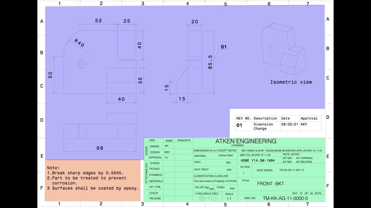 ENGINEERING DRAWING INTRODUCTION | DRAWIN ZONE| TITLE BLOCK| NOTES SECTION| REVISION BLOCK