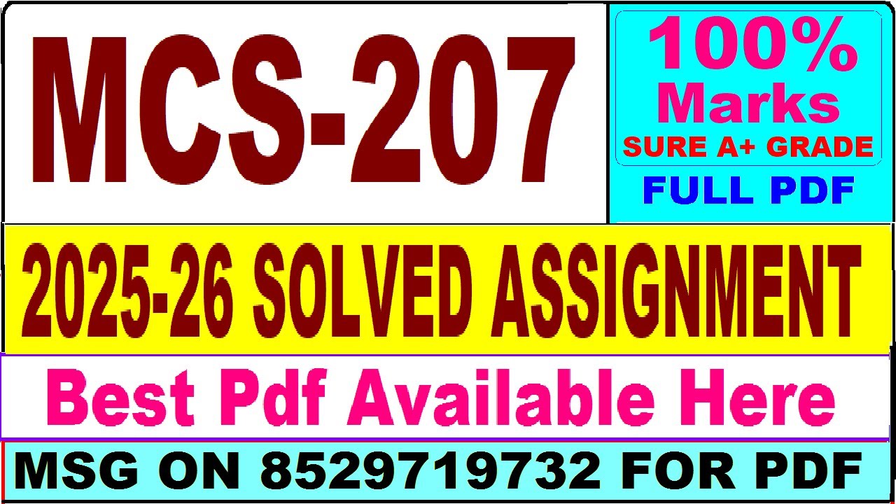 MCS 207 solved assignment 2025-26 || mcs 207 solved assignment 2026 in English || ignou mcs207
