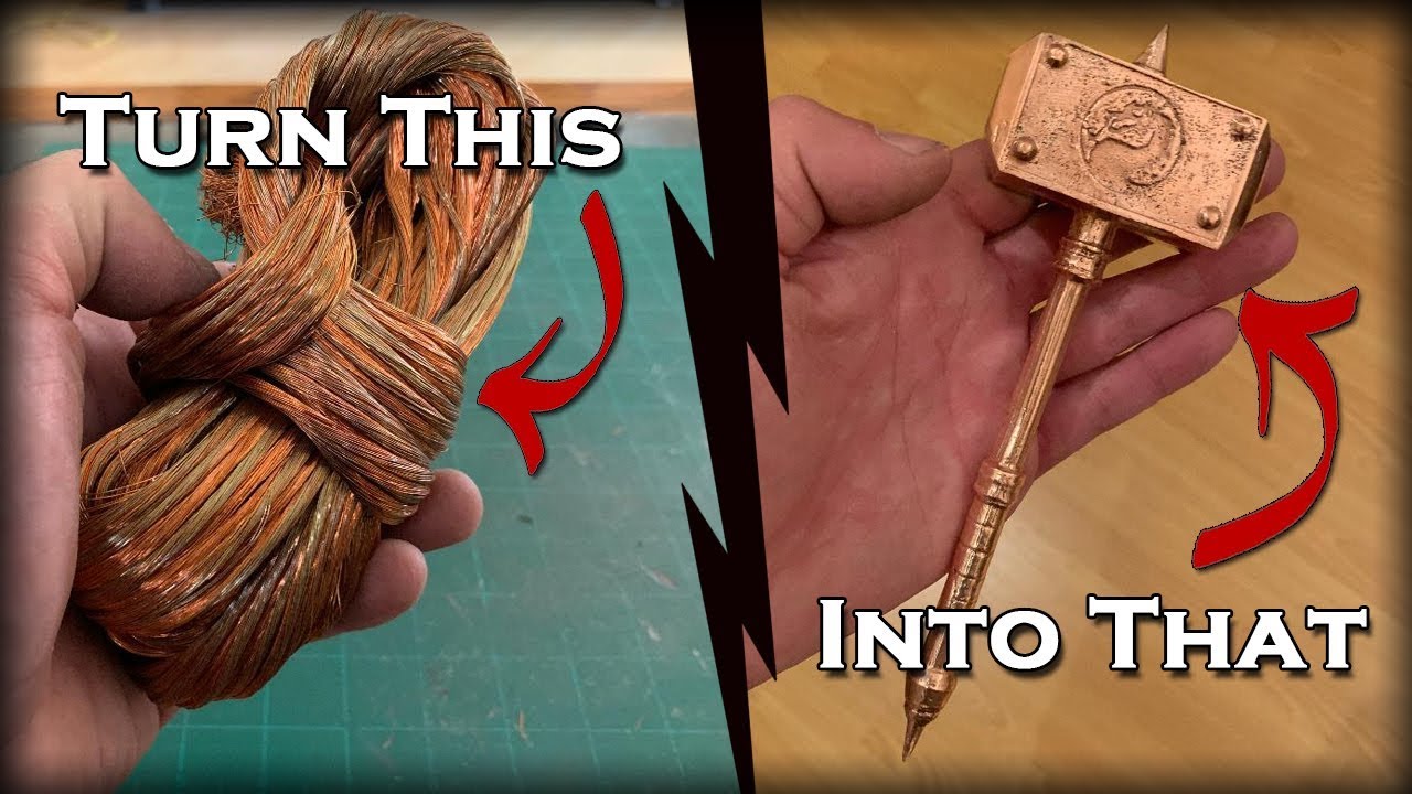 Copper Casting A MINI Shao Kahn Hammer From Huge MONSTER Cable - Mortal Kombat