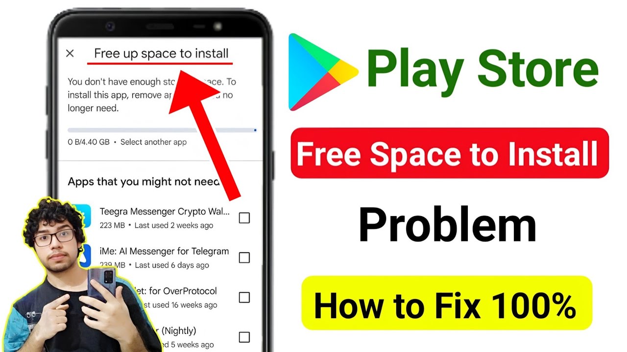 How to fix google play store free up space to install problem | free up space play store problem
