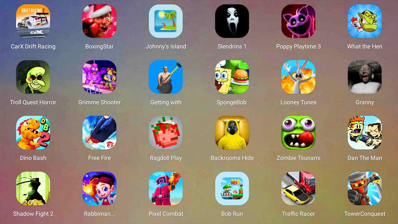 Roblox,Snail Bob 2,Lucky Balls,Bowmasters,Bob the Dentist,Dark Riddle,Thief Puzzle,Eyes Horror...