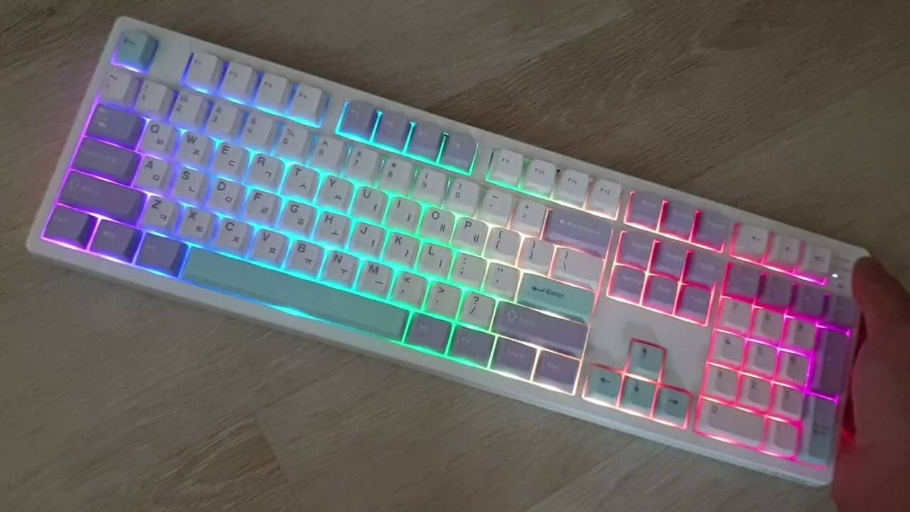 앱코 A108K 3모드 퀵스압 유무선 기계식 키보드 (벚꽃축) RGB LED