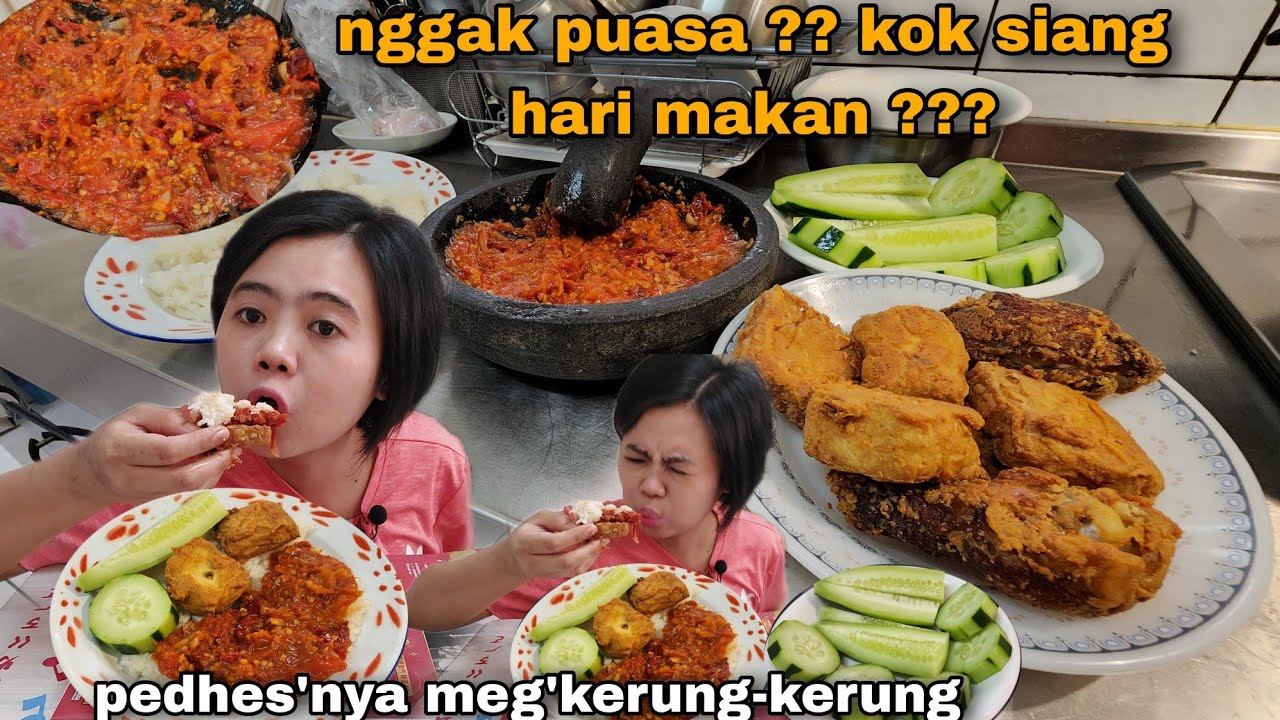 Tidak Puasa !! Siang hari ugal-ugalan nyambel tomat + tahu & ayam goreng lalapan timun.. maaf yha 🙏