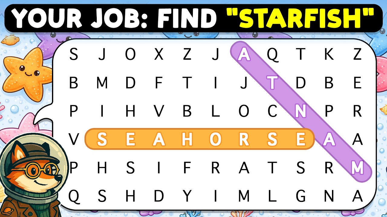 🦊🔍 Word Search Puzzle | Categories: Jungle Fruits School 🔎🦊 | Word Search Game