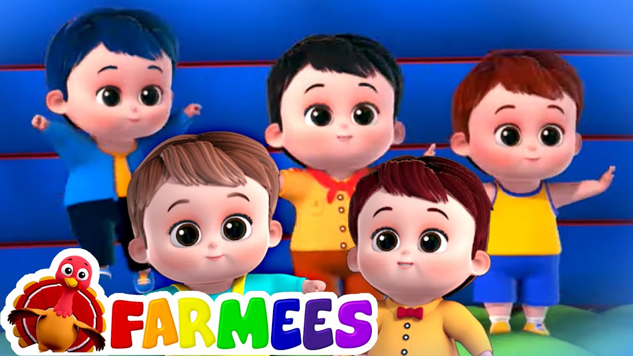 Five Little Babies Jumping on the Bed | Nursery Rhymes & Kids Songs | Farmees