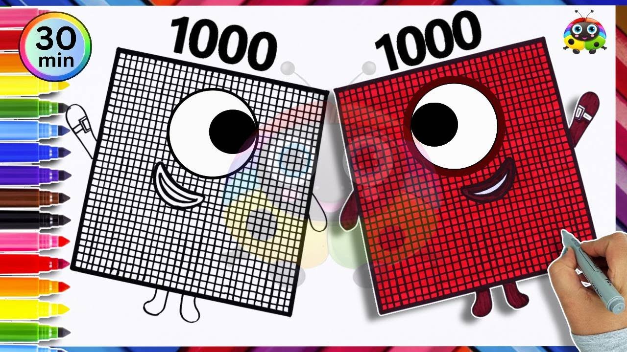 Giant Numberblock 1000 To 1200 Drawing & Coloring For Kids | Learn To Draw Numberblocks Art Easy