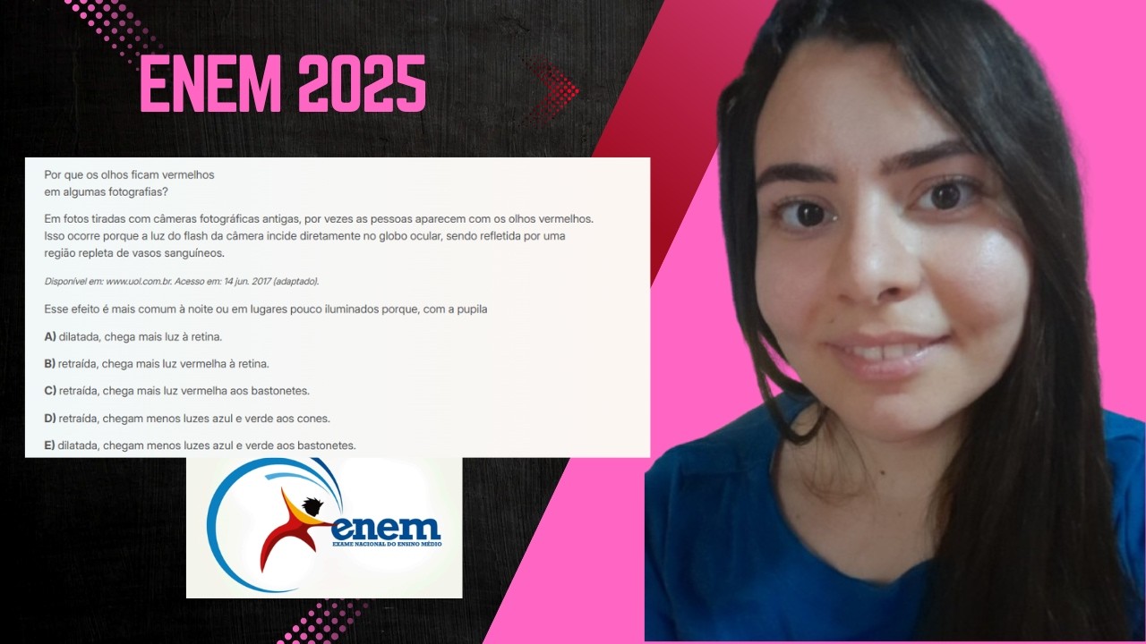Enem 2025-Por que os olhos ficam vermelhos em algumas fotografias?...