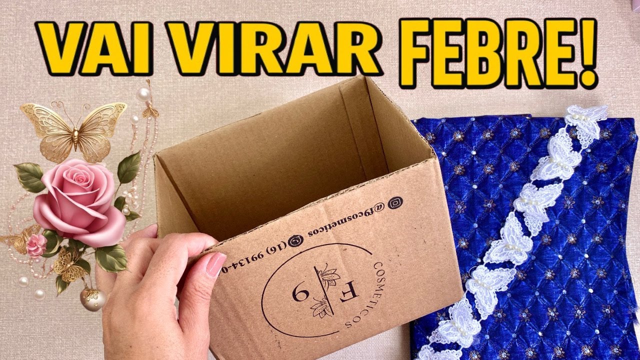 IDEIA DIFERENTE COM CAIXA DE PAPELÃO, E TECIDO JEANS  FAÇA VOCÊ MESMO ❤️ #viral #compartilhe #diy