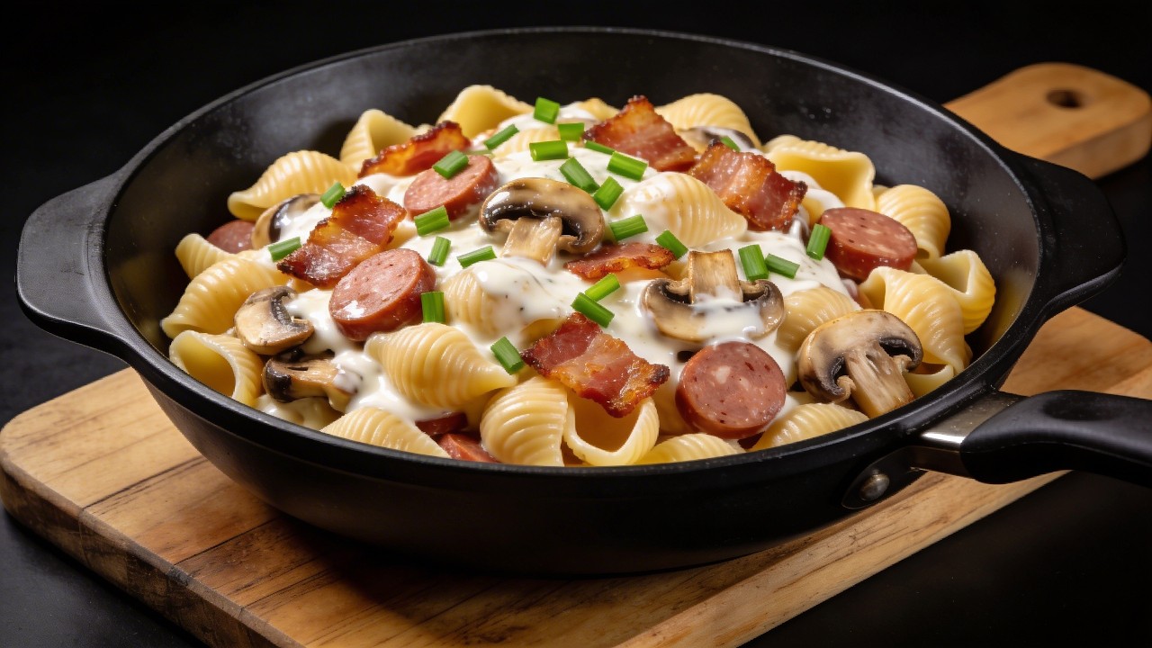 Besser als im Restaurant! Italienische Muschelnudeln mit Speck in nur 20 Minuten