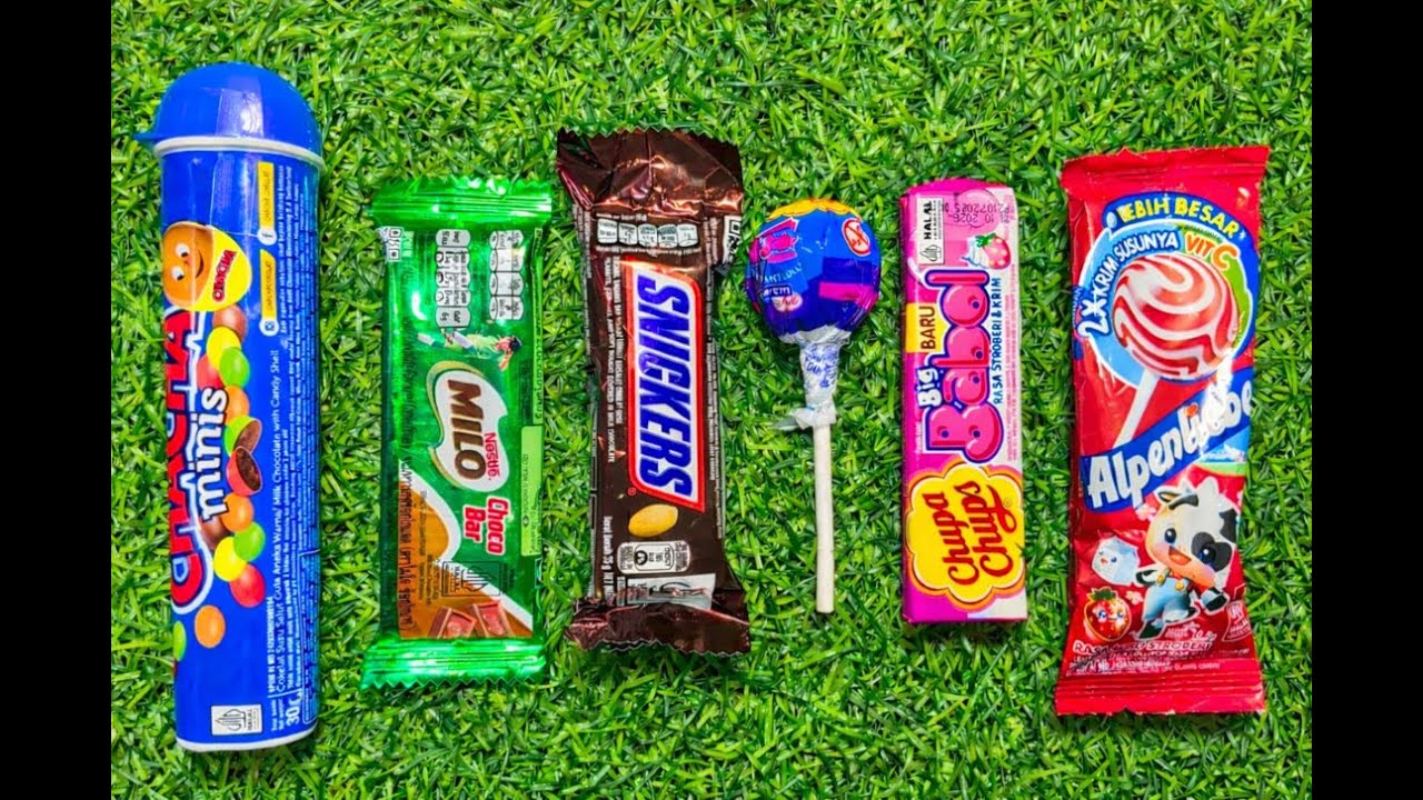 ASMR Most Popular Candys  some lots of colorful rainbow lollipop candy / unpacking chocolate eat 9