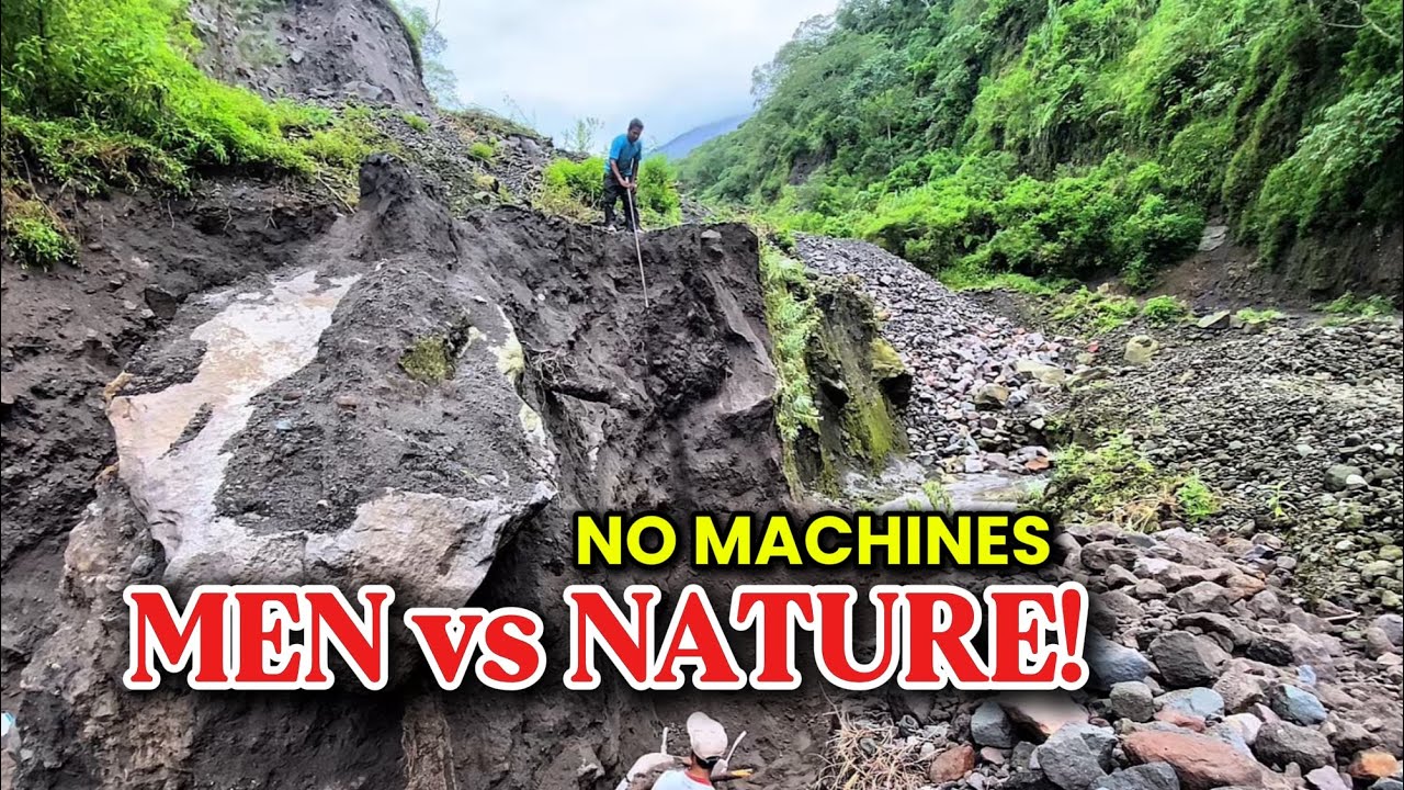 Men vs Nature: Traditional Black Sand Cliff Mining Without Machines