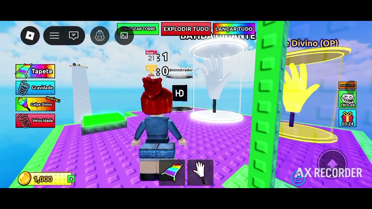 Completando um obby e ganhei um tapete e ganhei uma mão!!!