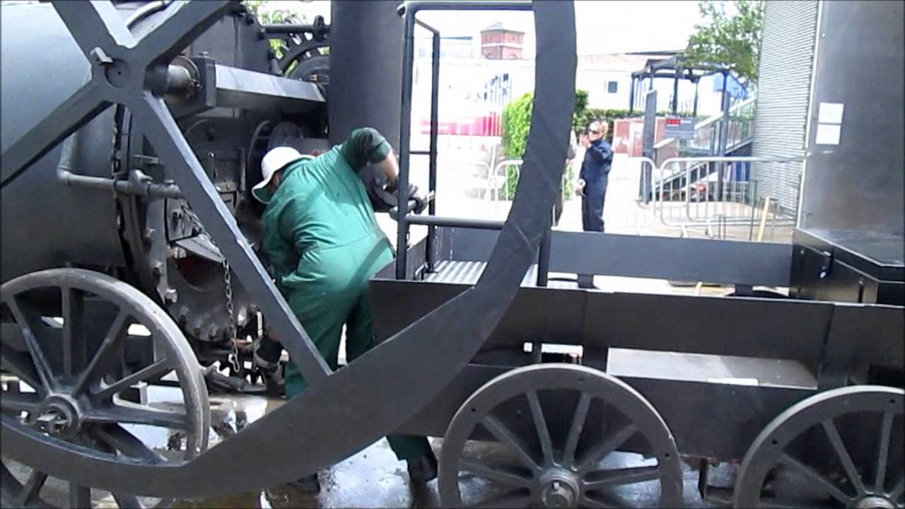 Trevithick's Tramroad  Locomotive running  at the waterfront  museum Swansea
