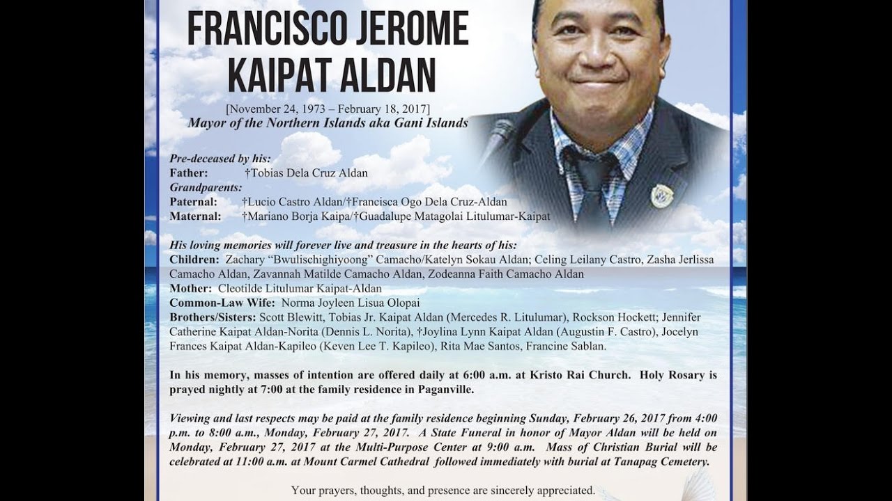 State Funeral Mayor Francisco Jerome Kaipat Aldan