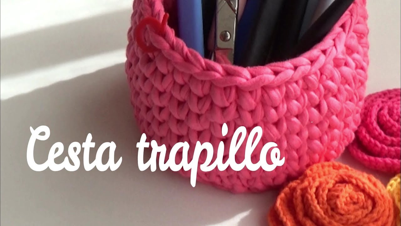 Como hacer cesta redonda de trapillo f&aacute;cil | ganchillo f&aacute;cil
