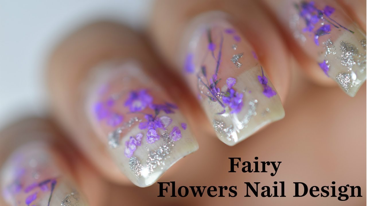 Dried fairy flowers nail design