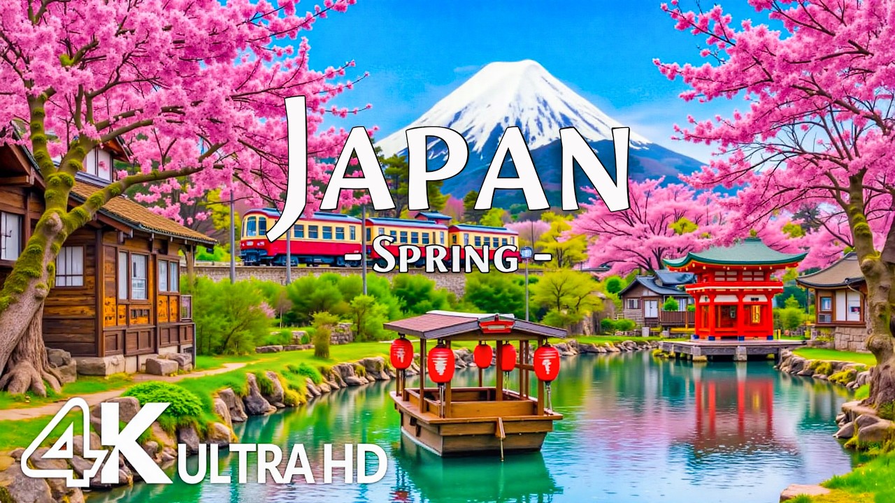 Spring in Japan 4K 🌸 Cherry Blossoms, Peaceful Villages & Timeless Landscapes | Relaxing Music
