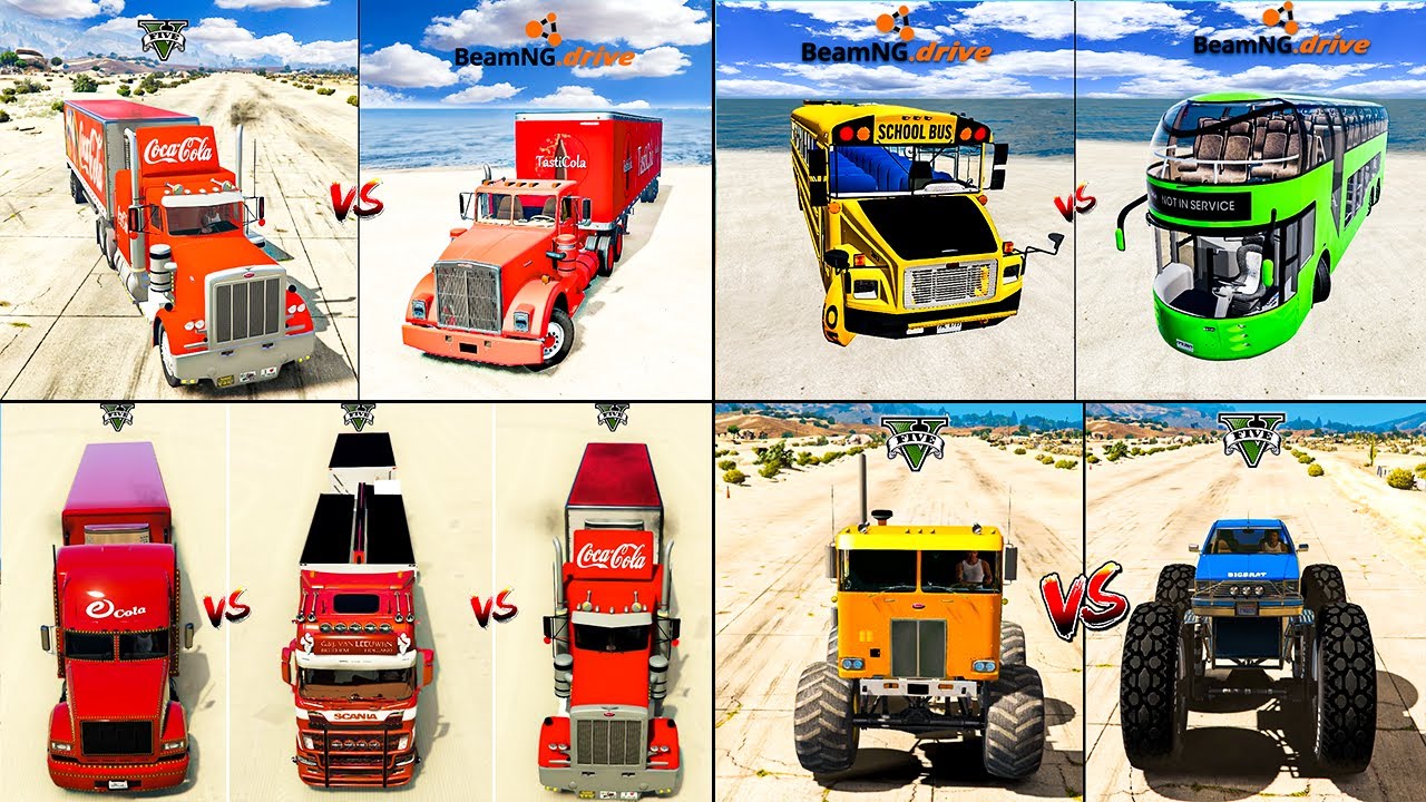 GTA 5 Coca-Cola Truck VS Monster BigBrat VS London Bus - WHICH IS BEST ?