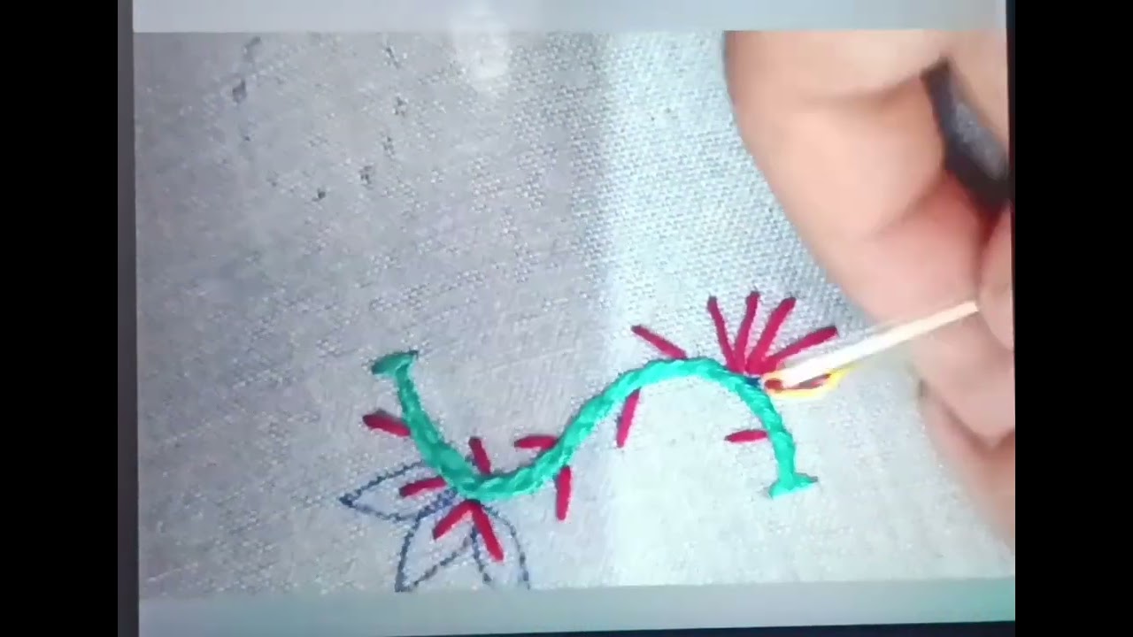 Elegant Floral Hand Embroidery Design for Kurti & Dupatta