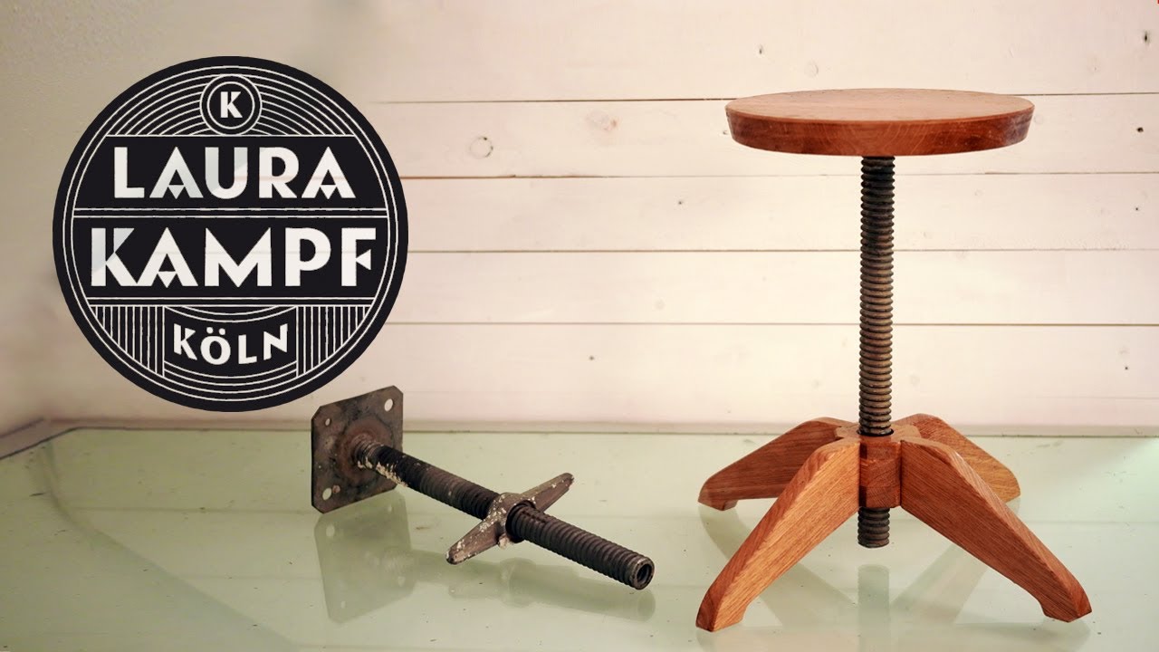 Adjustable Stool made from Level Jack and Oak
