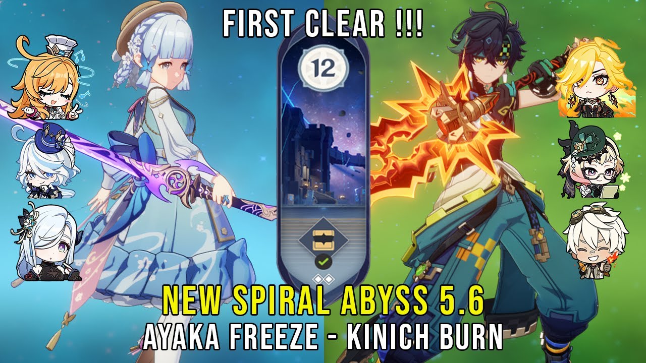 NEW Genshin Impact Abyss 5.6 | C0 Ayaka Escoffier Freeze and C0 Kinich Burn | Floor 12 9 Stars