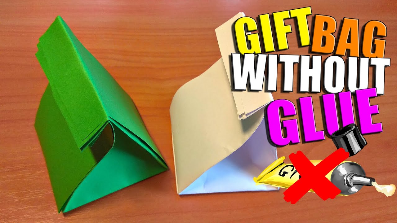 Origami Gift Bag Without Glue. Easy Paper Bag For Gifts For Celebration