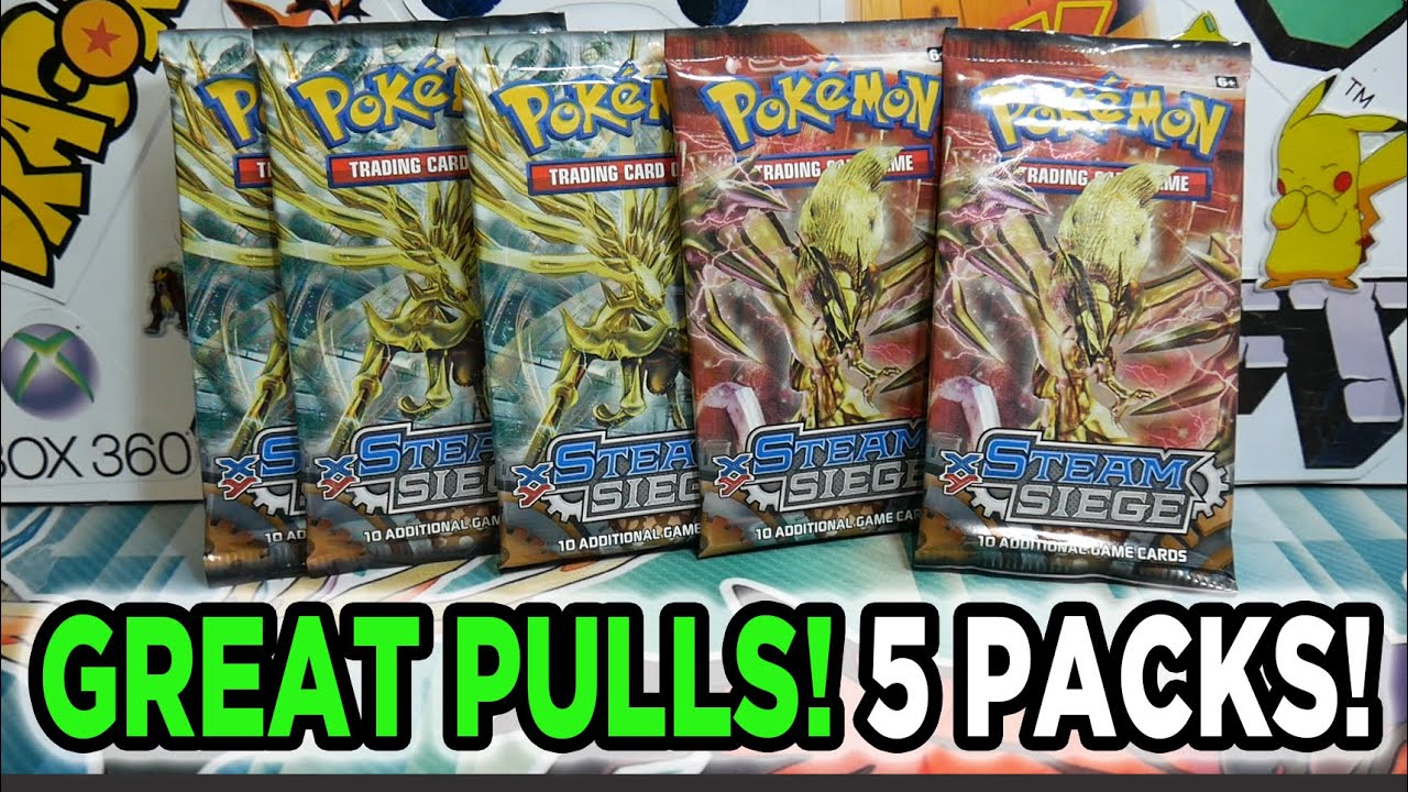 Opening Another 5 Pokemon Steam Siege Booster Packs!! (GREAT PULLS)