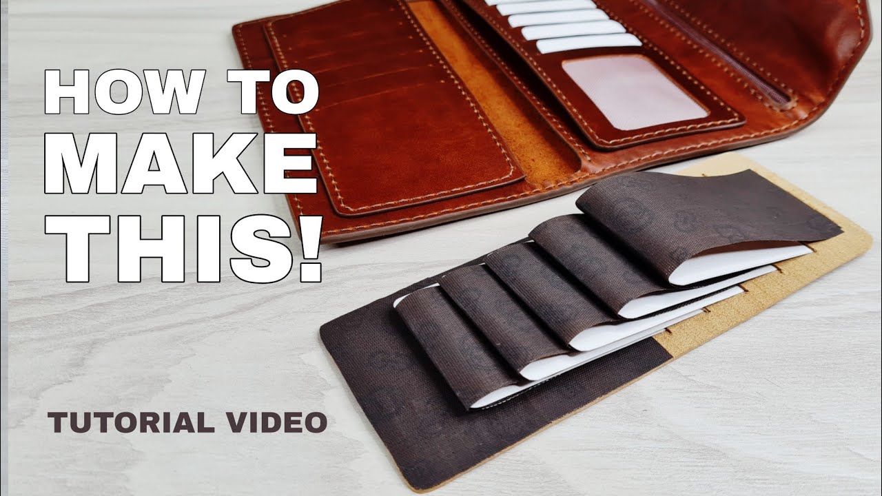 how to make leather wallet card slots ⭕️ lining the leather card holder ⭕️ Tutorial video