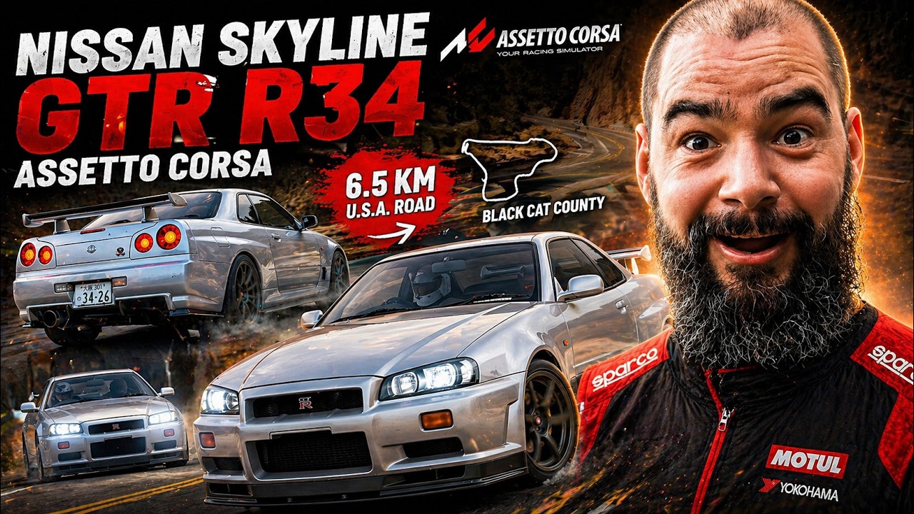 Assetto Corsa   Nissan Skyline GTR-R34 V-Spec Black Cat Canyon