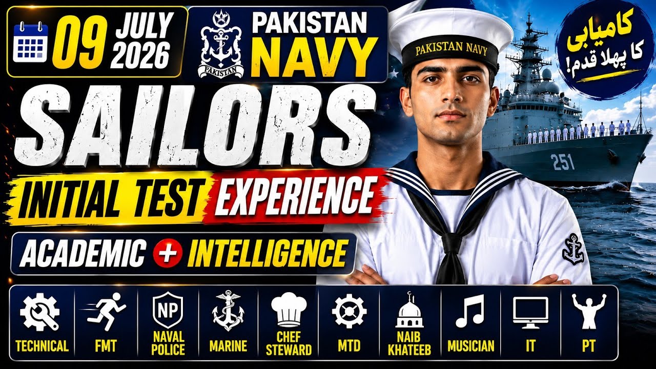 09 July 2026 | Pak Navy Sailors initial test experience | Academic + Intelligence | Technical NP N/K