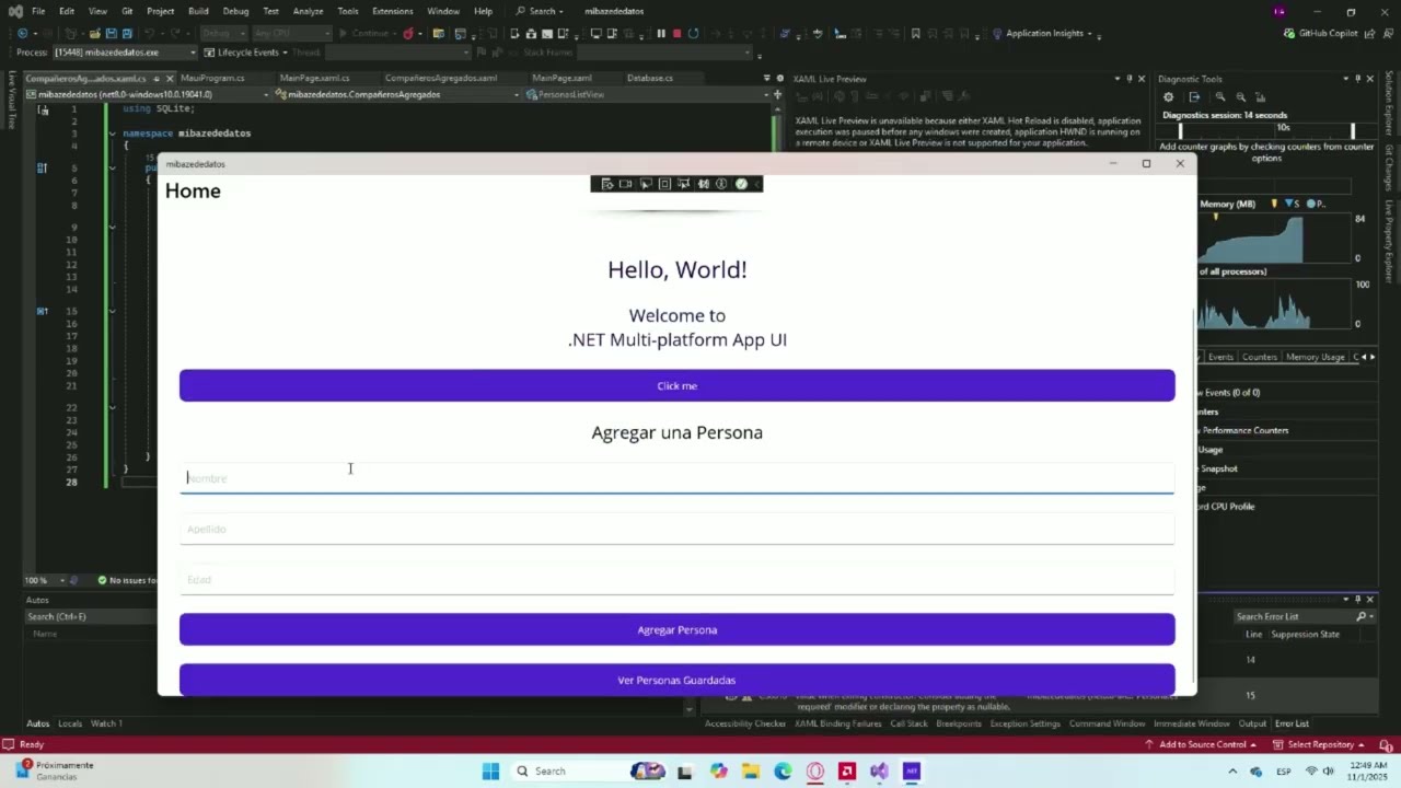 tutorial Net maui, conexcion a base de datos SQLite