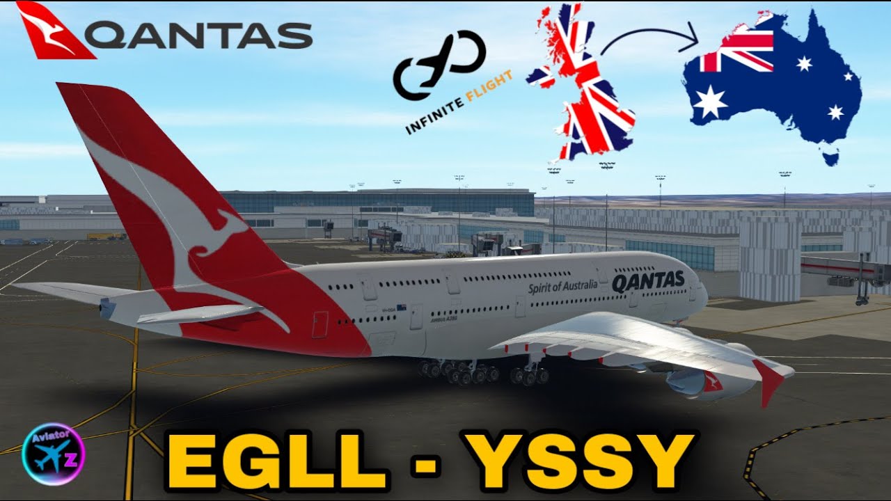 Infinite Flight: London Heathrow (EGLL) - Sydney (YSSY) | Qantas A380-800 | Cinematic timelapse