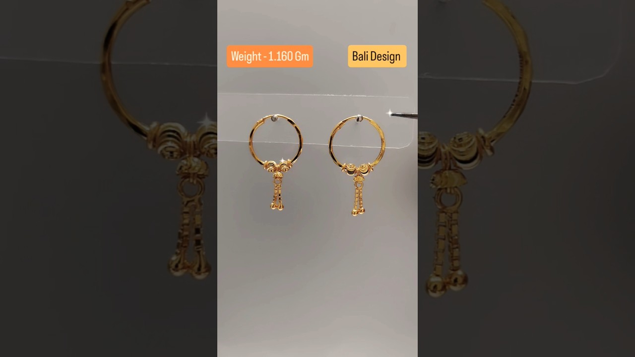 Latest Light Weight Gold Bali Design With Weight #jewellery #gold #bali #earrings #jewelry #short