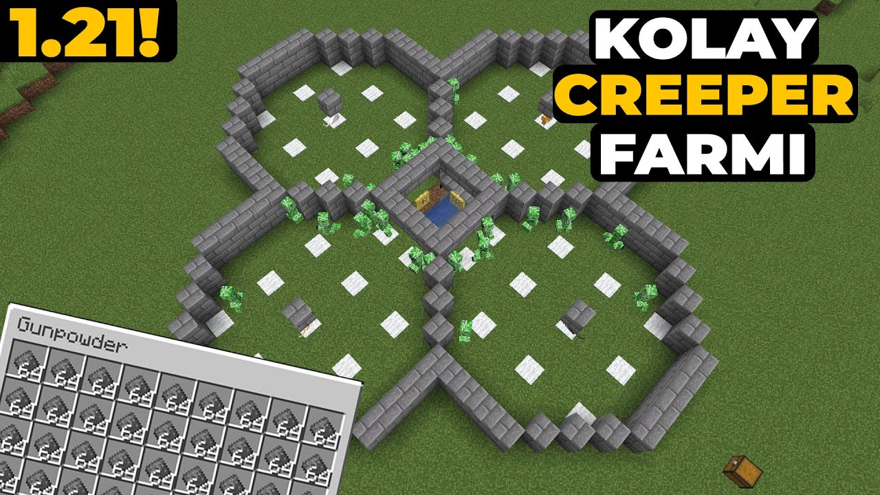 MİNECRAFT 1.21'de SAATTE 970 BARUT! GİZLİ CREEPER FARMI NASIL YAPILIR?